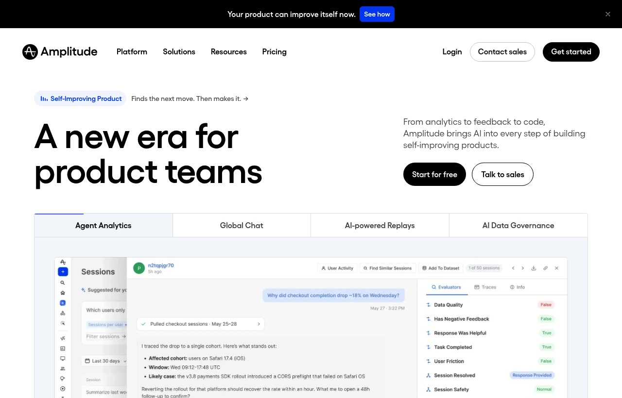 Amplitude product homepage