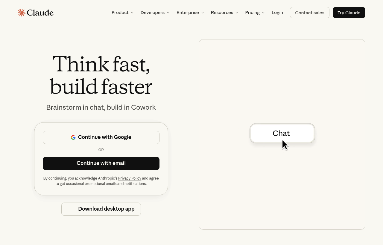 Anthropic product homepage