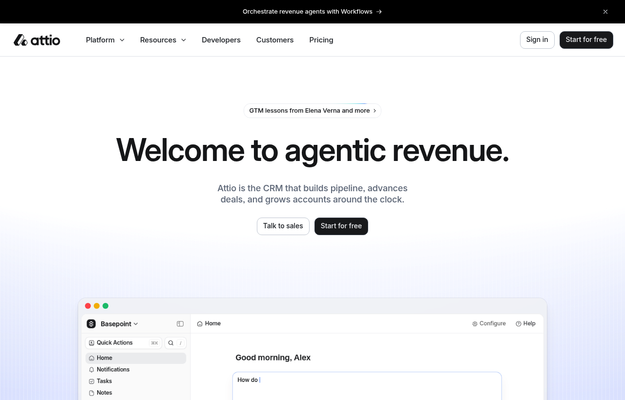 Attio product homepage