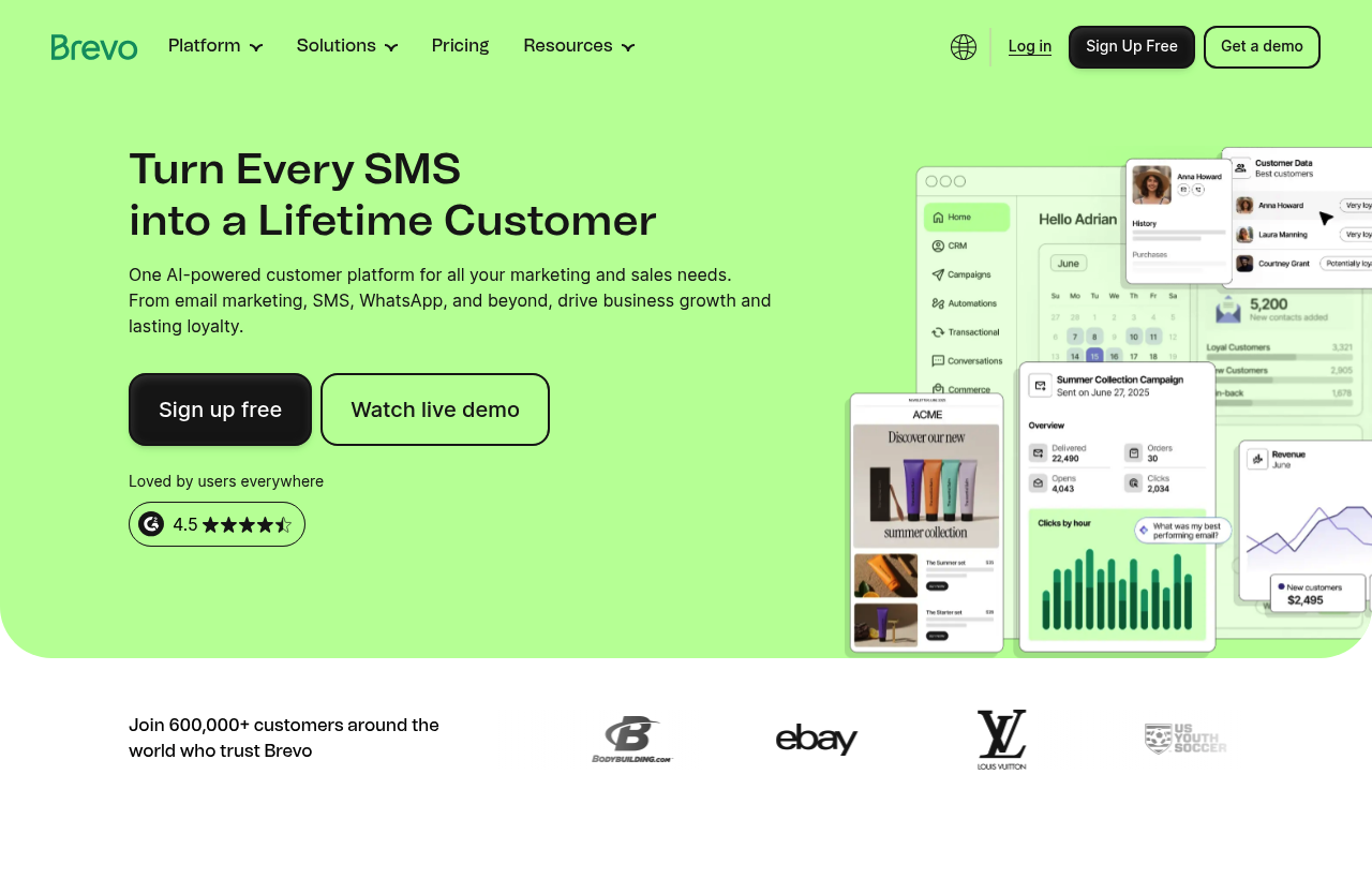 Brevo product homepage