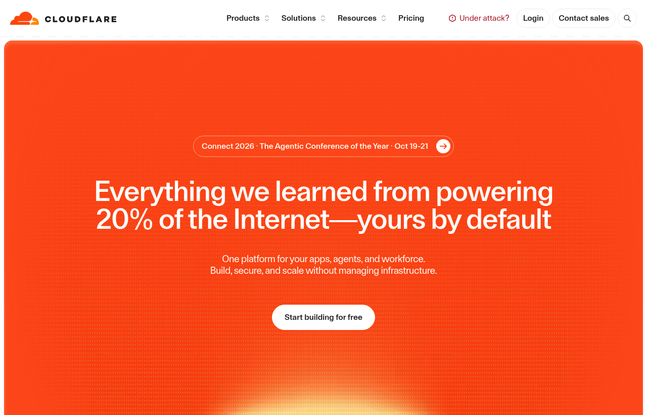 Cloudflare homepage