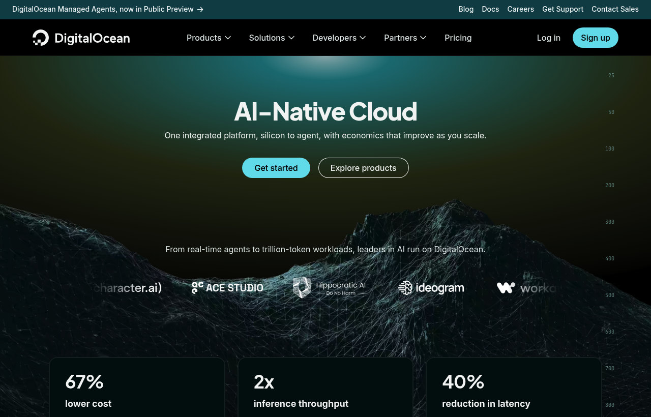 DigitalOcean product homepage