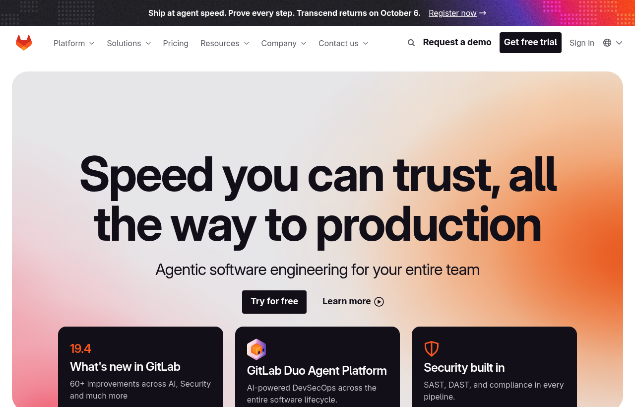 GitLab product homepage