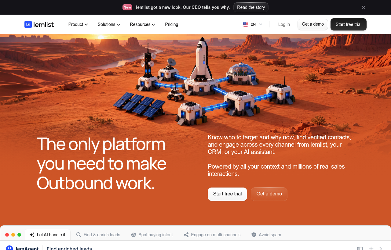 Lemlist product homepage