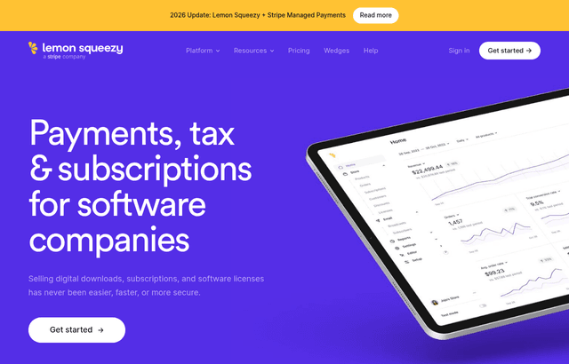 Lemon Squeezy product homepage