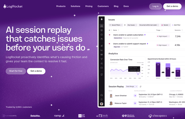 LogRocket homepage