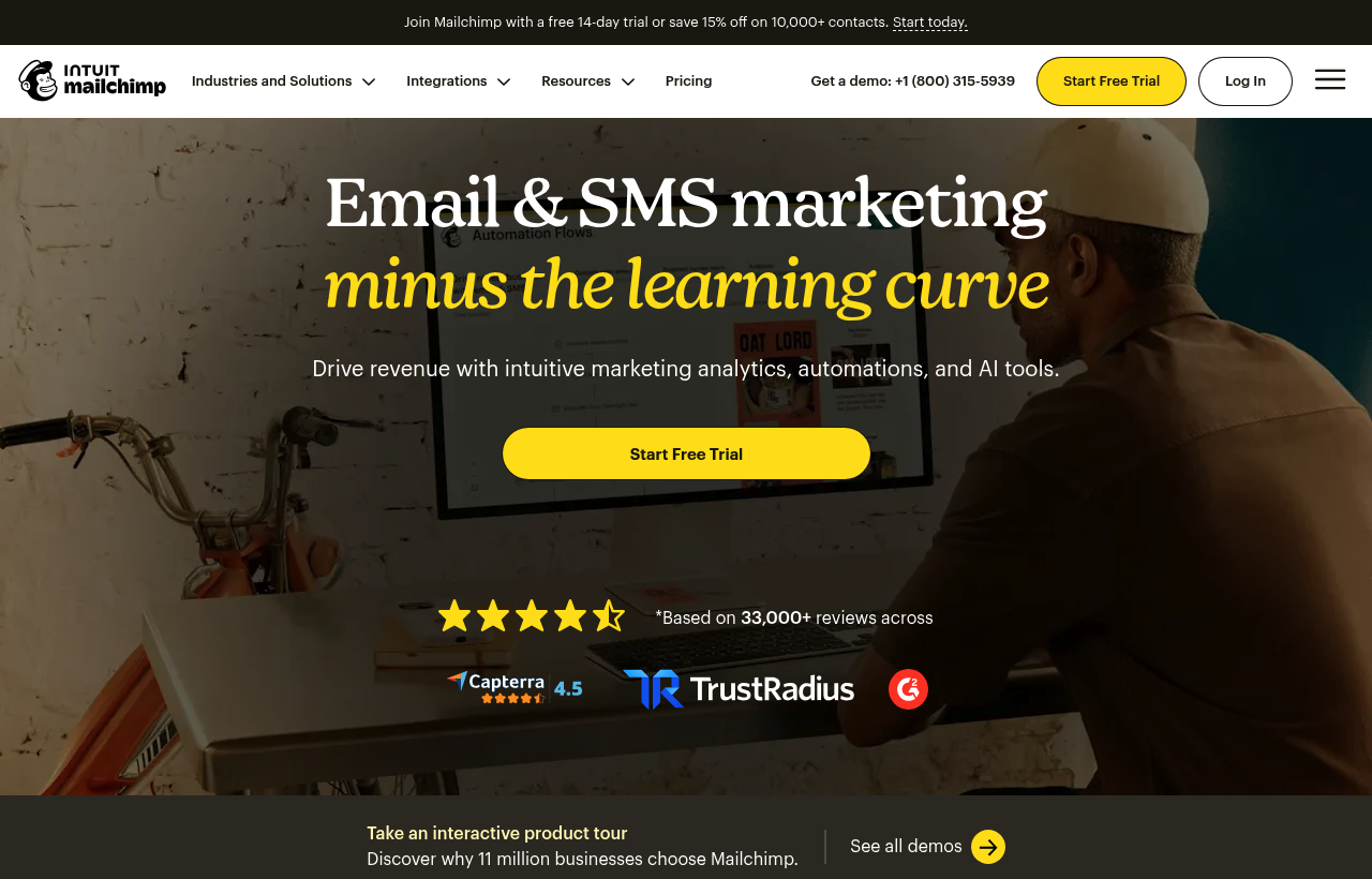 Mailchimp product homepage