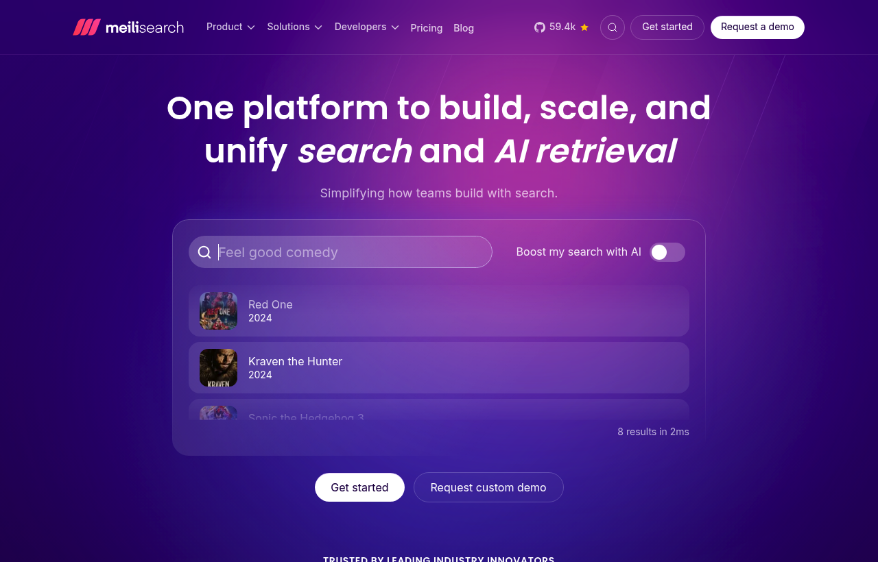 Meilisearch product homepage