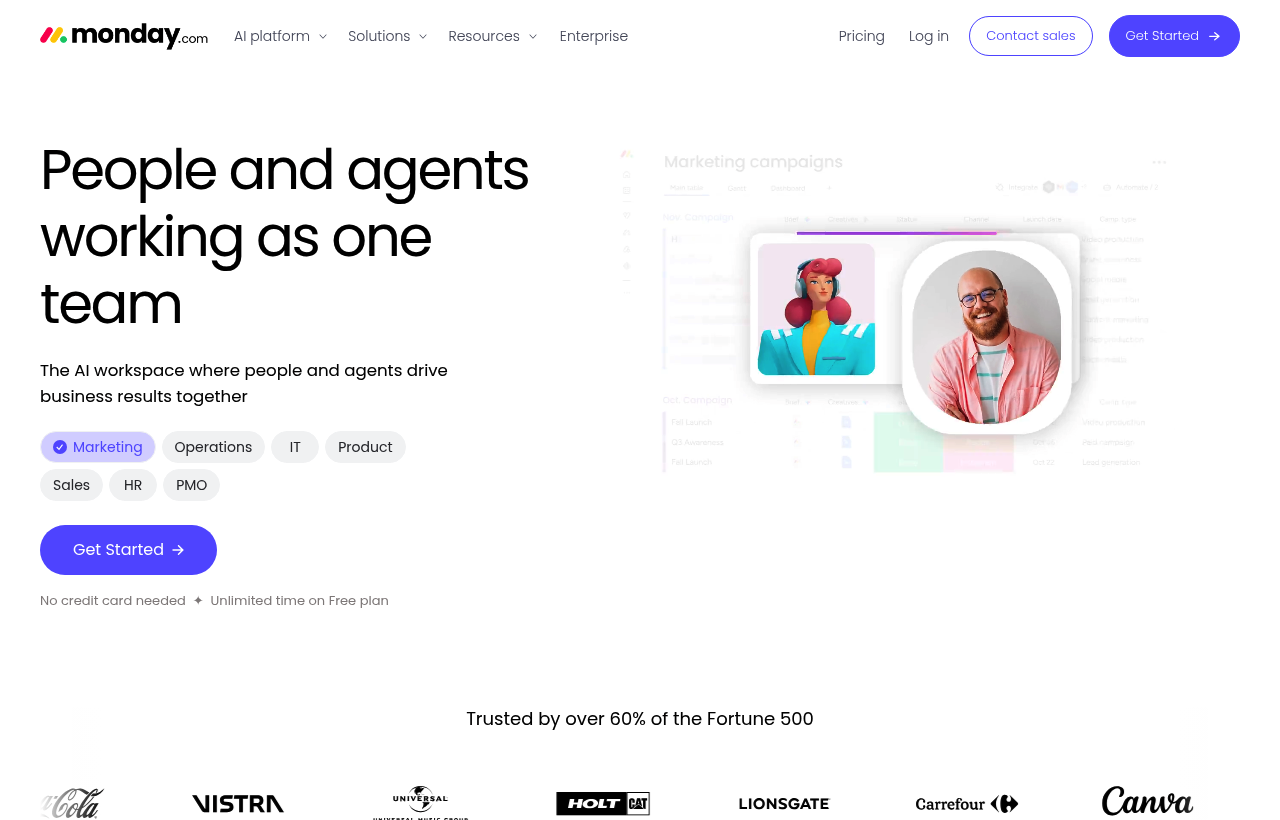 Monday.com product homepage