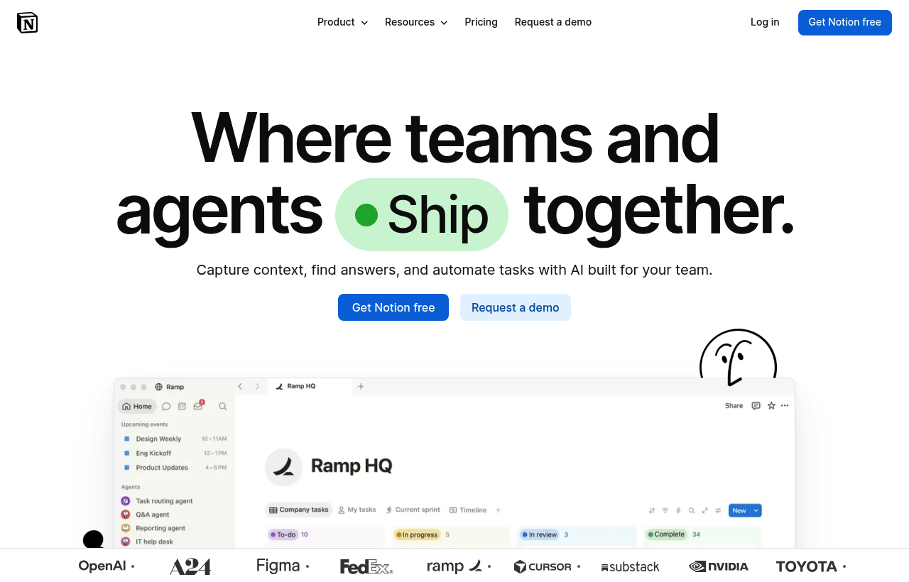 Notion homepage