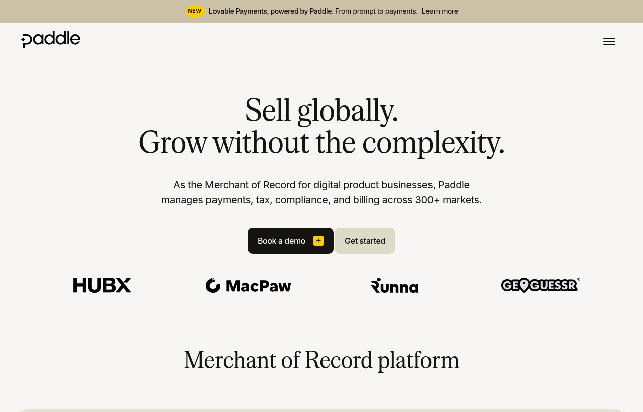 Paddle product homepage