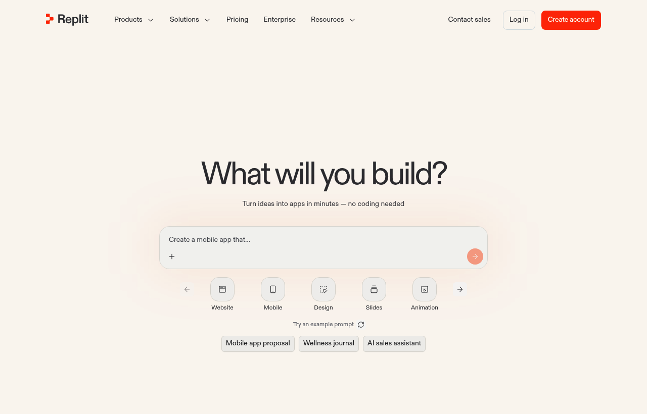 Replit product homepage