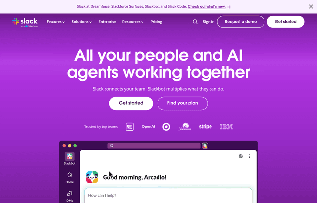 Slack product homepage